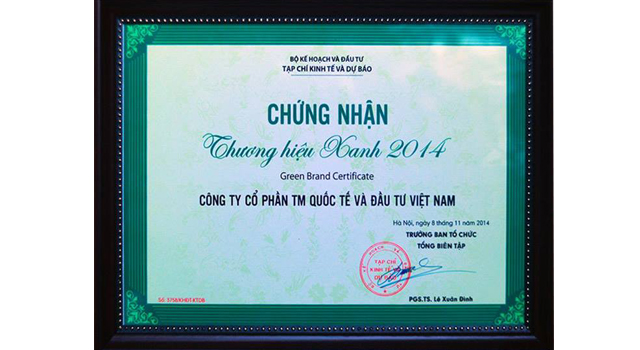 Trao tặng Giấy chứng nhận thương hiệu xanh năm 2014 cho VIMATCORP