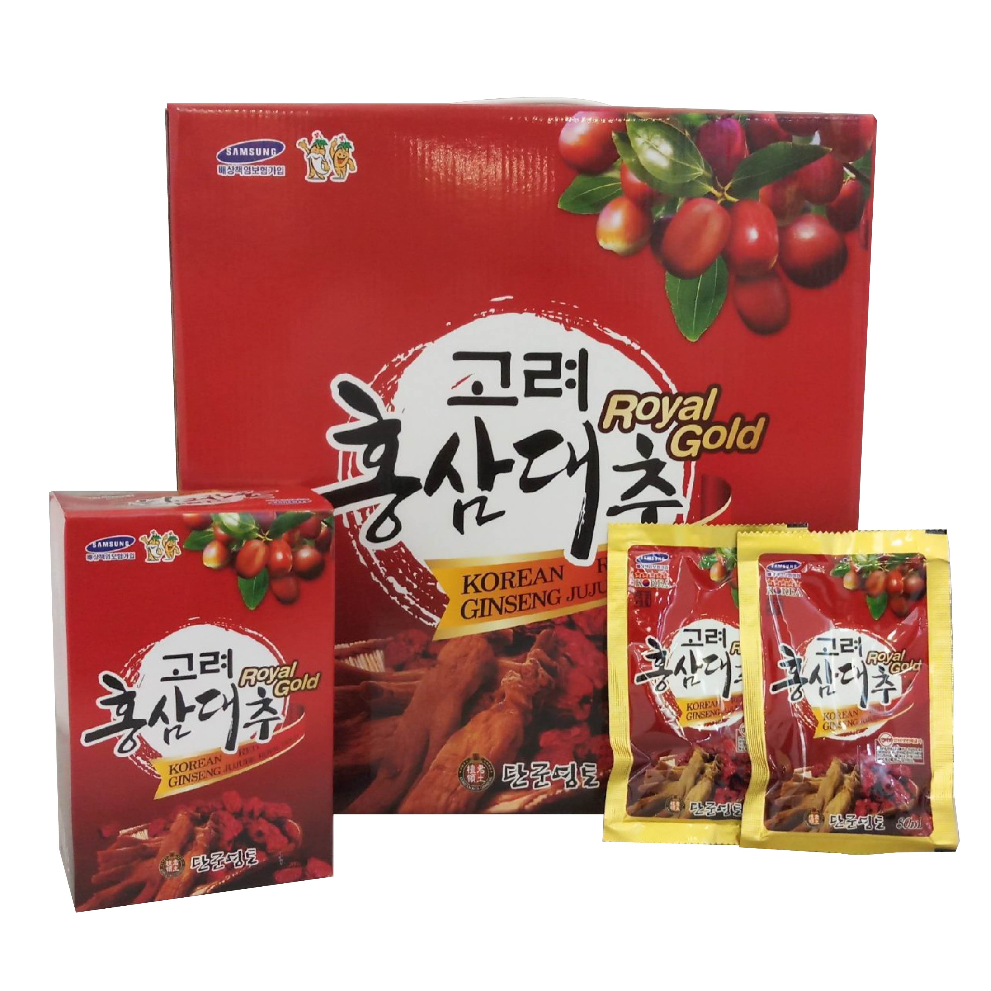 Nước Hồng sâm táo đỏ - KOREAN RED GINSENG JUJUBE ROYAL GOLD (Hộp 80ml x 30 túi)