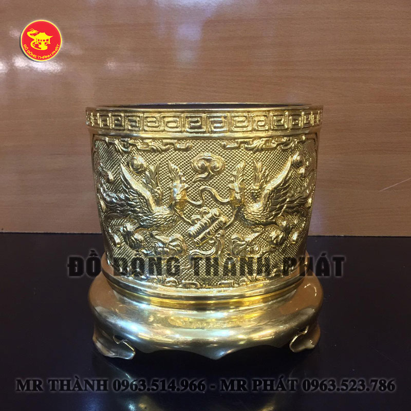 bát hương bằng đồng mạ vàng 9999