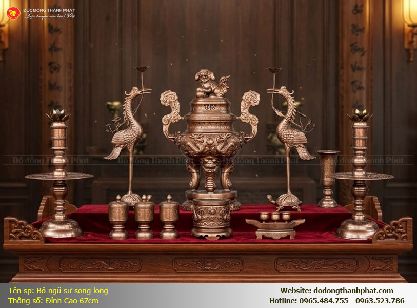 Tại sao nên chọn đỉnh đồng Song Long 67cm cho bàn thờ đại 1m97 trở lên