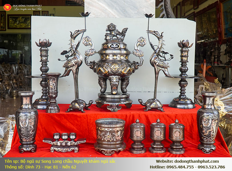 Ý nghĩa phong thủy Nhật Nguyệt giao hòa của đôi chân nến khảm ngũ sắc