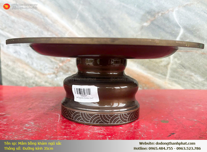 Cam kết mâm bồng khảm ngũ sắc vàng thật 24K bạc thật 9999 tại Thành Phát