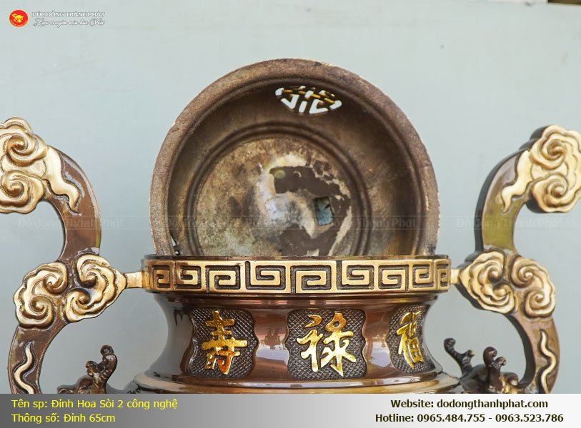 Thông số kỹ thuật phôi đồng dày dặn và quy cách đúc thủ công bộ tam sự hoa sòi cao 65cm