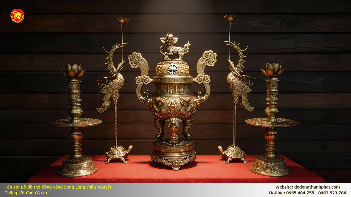 Hướng dẫn cách bài trí đôi hạc đồng chầu đỉnh chuẩn phong thủy trên bàn thờ đại