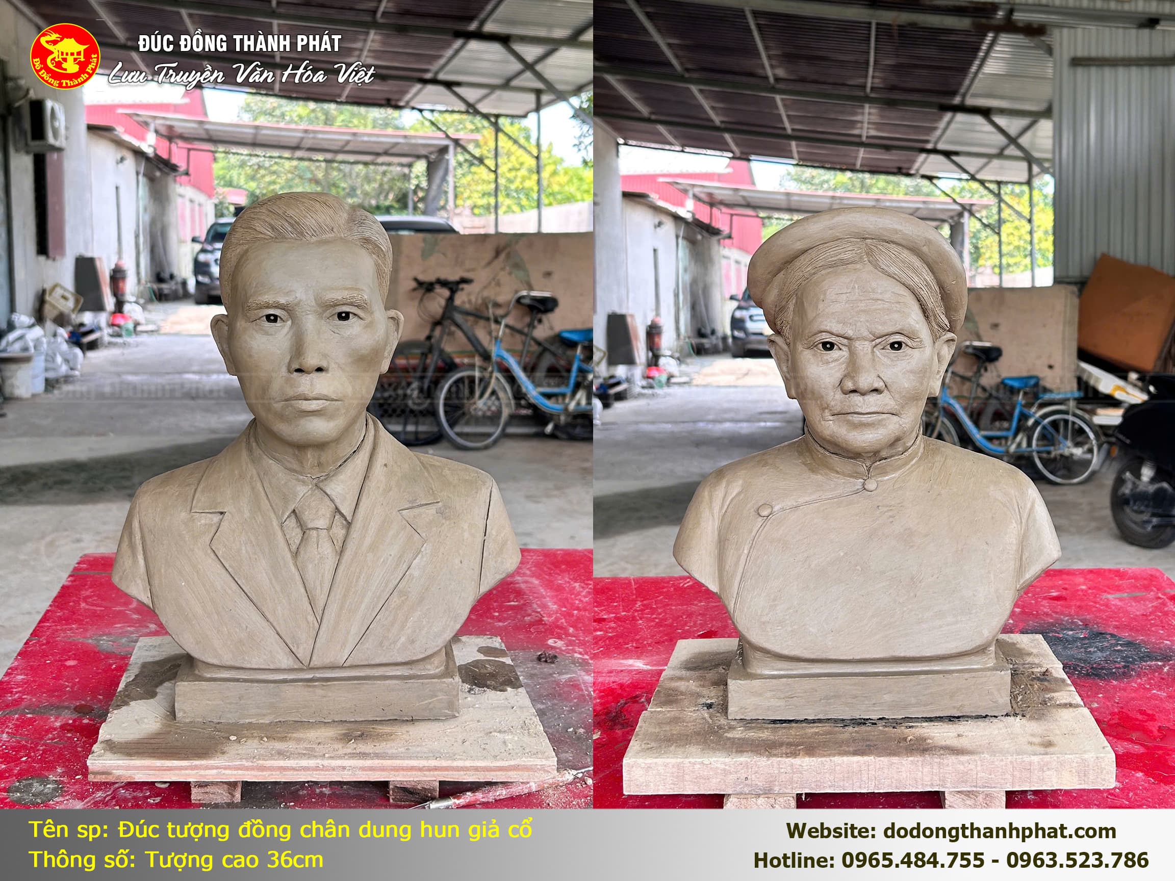 Mẫu đất sét tượng chân dung — Nghệ nhân đắp tỉ mỉ theo ảnh tư liệu, gửi gia chủ duyệt trước khi đúc đồng