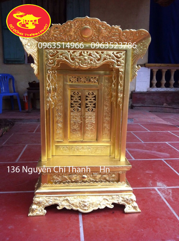 Khám Thờ Cúng Bằng Đồng vàng trạm tay