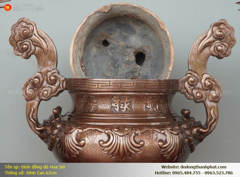 Đỉnh đồng hoa sòi chuẩn đồng đỏ Thành Phát luôn có độ dày dặn và thần thái riêng biệt