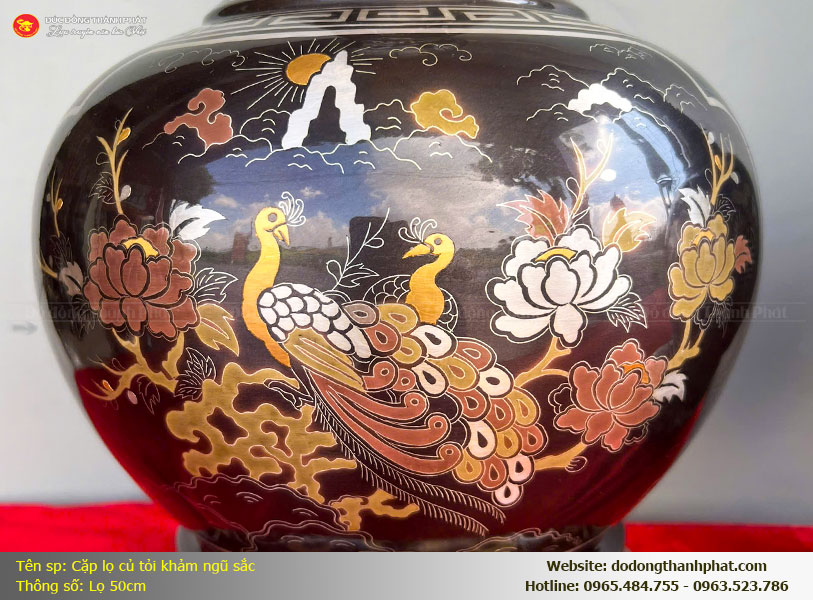 Chi tiết kỹ thuật khảm vàng 24K và bạc trắng trên phôi đồng đỏ nồi hè