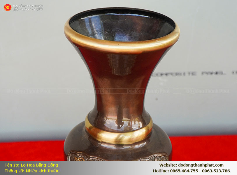 Đồ Đồng Thành Phát cam kết chất lượng lọ hoa lục bình đồng 2 công nghệ đúc thủ công tinh xảo nhất