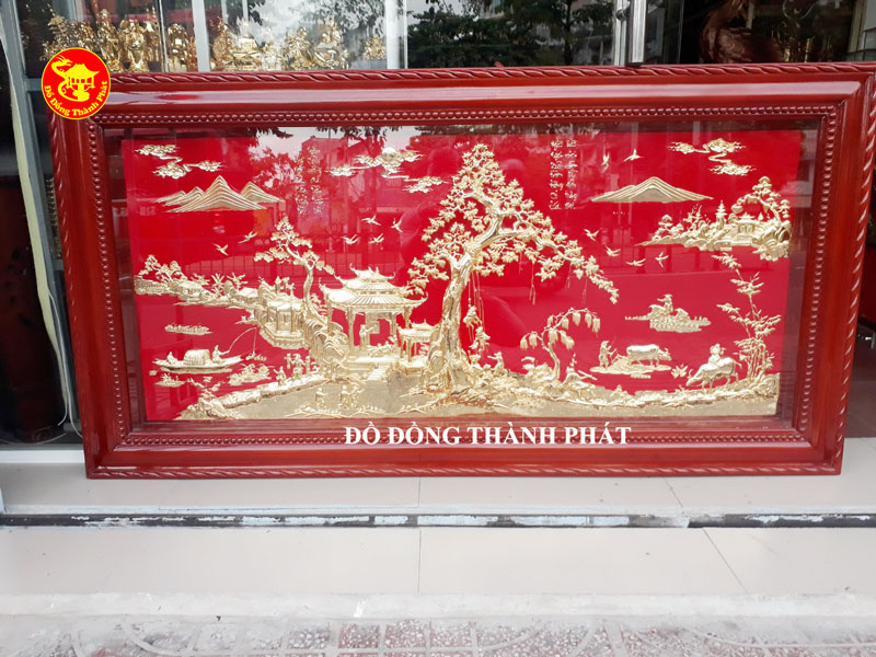 tranh đồng quê bằng đồng mạ vàng