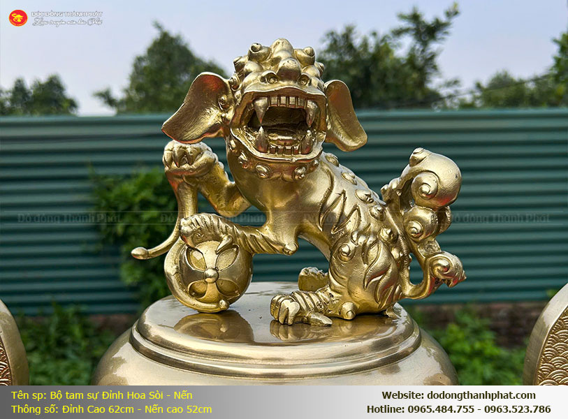 So sánh bộ tam sự hoa sòi và tam sự song long bằng đồng Catut cao 62cm