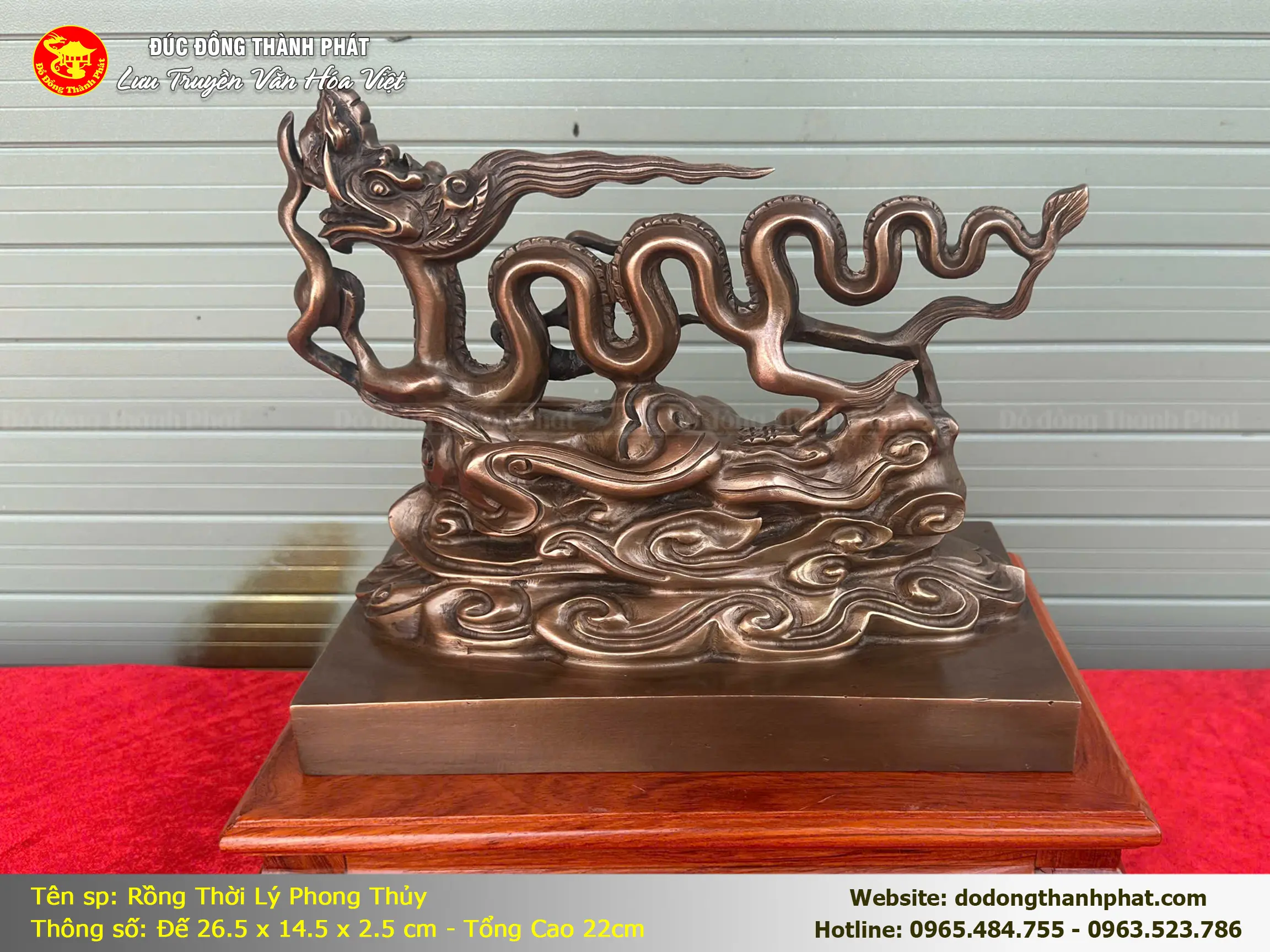 Tượng Rồng Thời Lý phong thủy mặt bên trái — Thân uốn lượn, móng vuốt vững chãi, dáng bay vươn mạnh mẽ