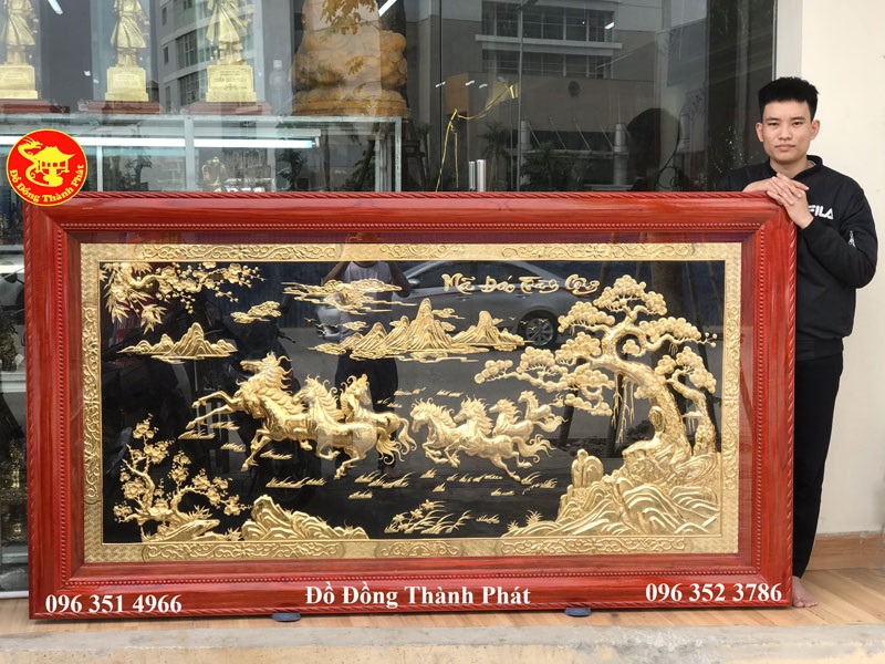 tranh mã đáo thành công bằng đồng mạ vàng