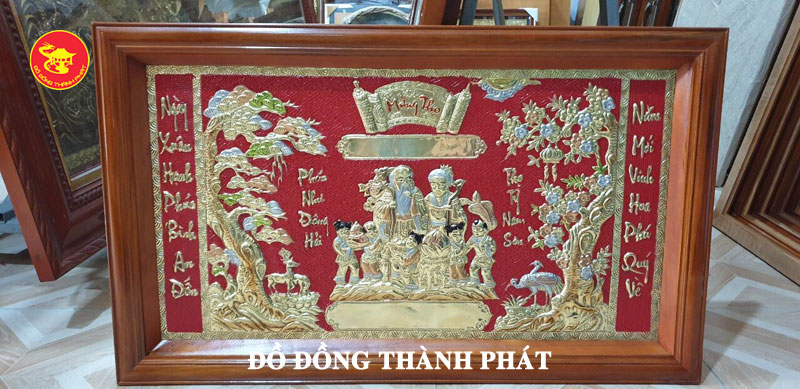 Tranh chúc thọ ông bà bằng đồng cỡ nhỏ mẫu 2022