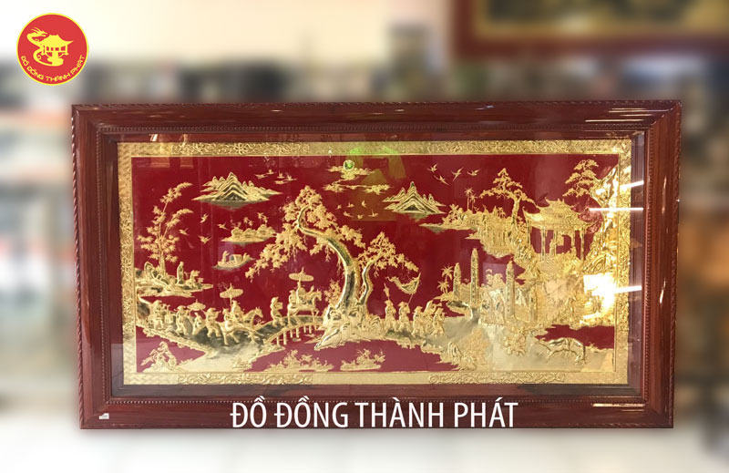 tranh vinh quy bái tổ mạ vàng 24 k cao cấp