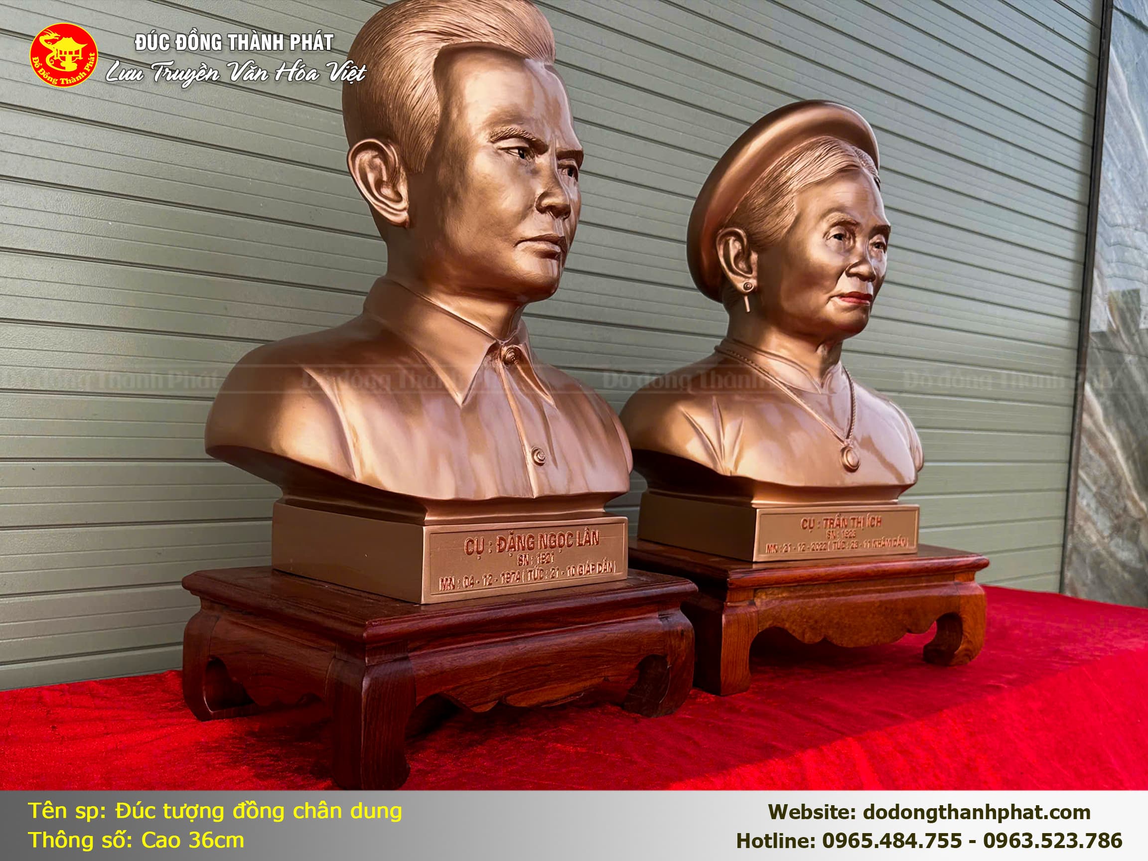 Tượng Hai cụ đặt tại gian thờ lưu giữ dung nhan vĩnh viễn giáo dục con cháu nhớ về cội nguồn và công ơn