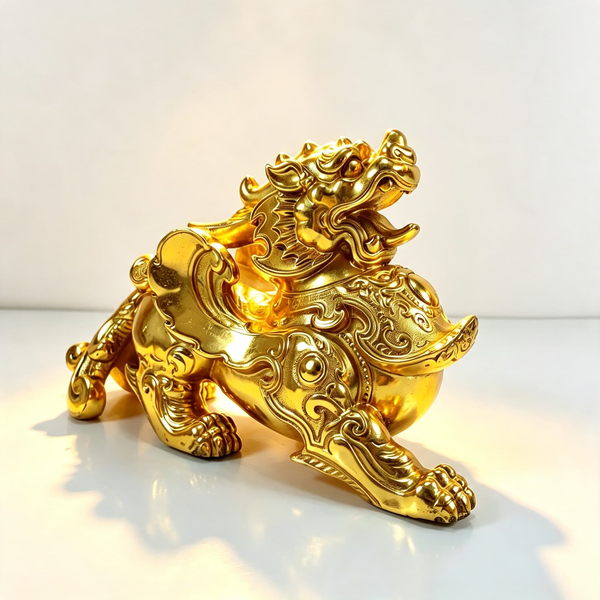 Tỳ Hưu Đồng Mạ Vàng 24K — góc nhìn tổng thể, tư thế uy nghiêm, bốn chân vững chãi, toát lên vẻ mạnh mẽ và quý phái