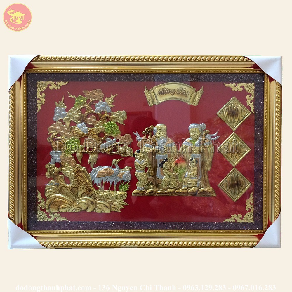 Tranh đồng mừng thọ Ông Bà mừng Xuân Giáp Thìn 2024
