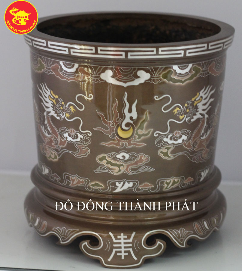 Nơi Bán Bát Hương Đồng Khảm Ngũ Sắc Đường Kinh 25cm Tại Hà Nội