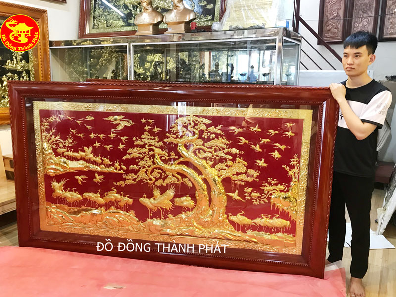 Tranh Đồng Phủ Vàng Ròng 9999 Tùng Hạc Diên Niên Bằng Đồng Bán Tại Đồng Đa Hà Nội