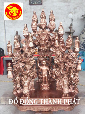 Đúc Tượng Phật Bằng Đồng Đúc Tượng Đồng Đỏ Tòa Cửu Long Bằng Đồng Cho Chùa Cao 1,27 m