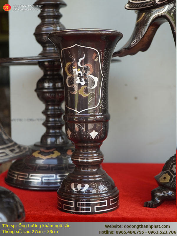 Ống hương khảm ngũ sắc thủ công cao 27cm - 33cm