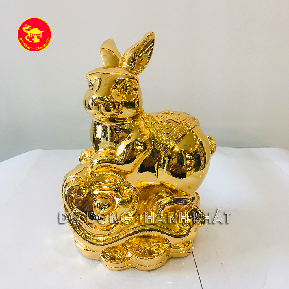 Tượng Thỏ Đồng Tài Lộc Mạ Vàng 24k