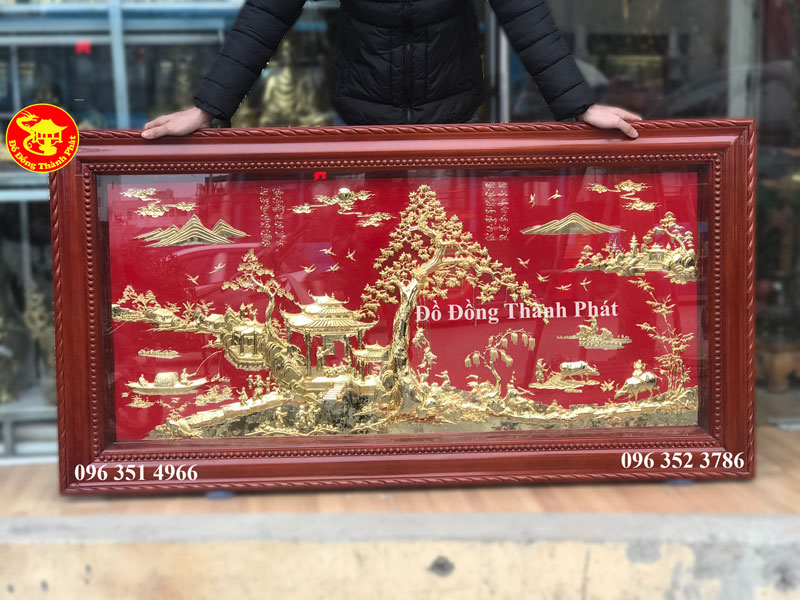 Tranh Đồng Quê Bằng Đồng Mạ Vàng 24k
