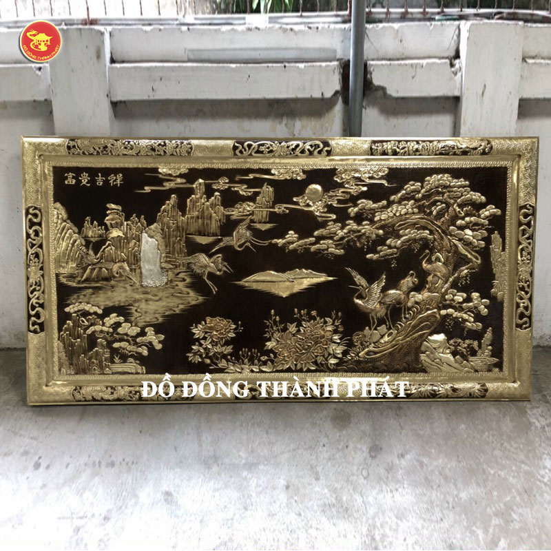 Tranh tùng hạc trường xuân bằng đồng Tranh Tùng Hạc Trường Xuân Bằng Đồng