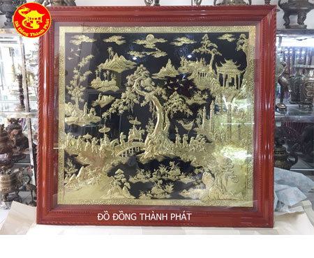 Tranh Vinh Quy Bái Tổ Bằng Đồng Khung Gỗ Gụ Cho Khách Mỹ Đình Hà Nội