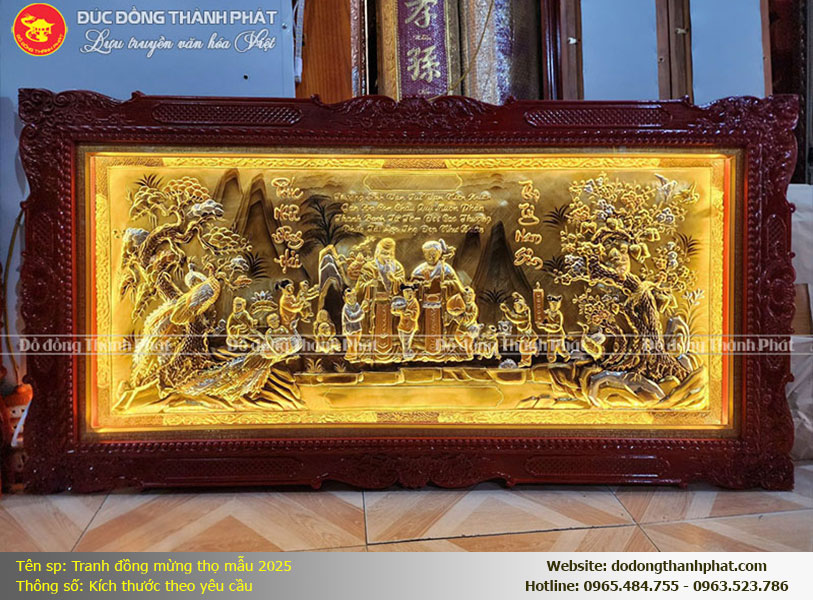 Tranh mừng thọ ông bà bằng đồng