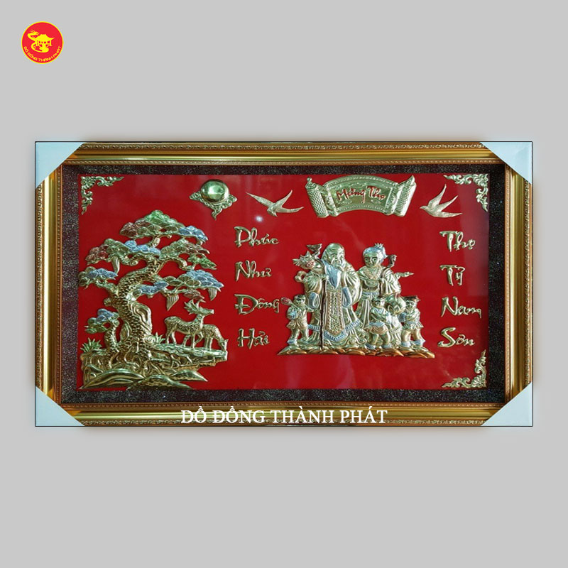 Tranh chúc thọ ông bà bằng đồng cỡ nhỏ mẫu 2024