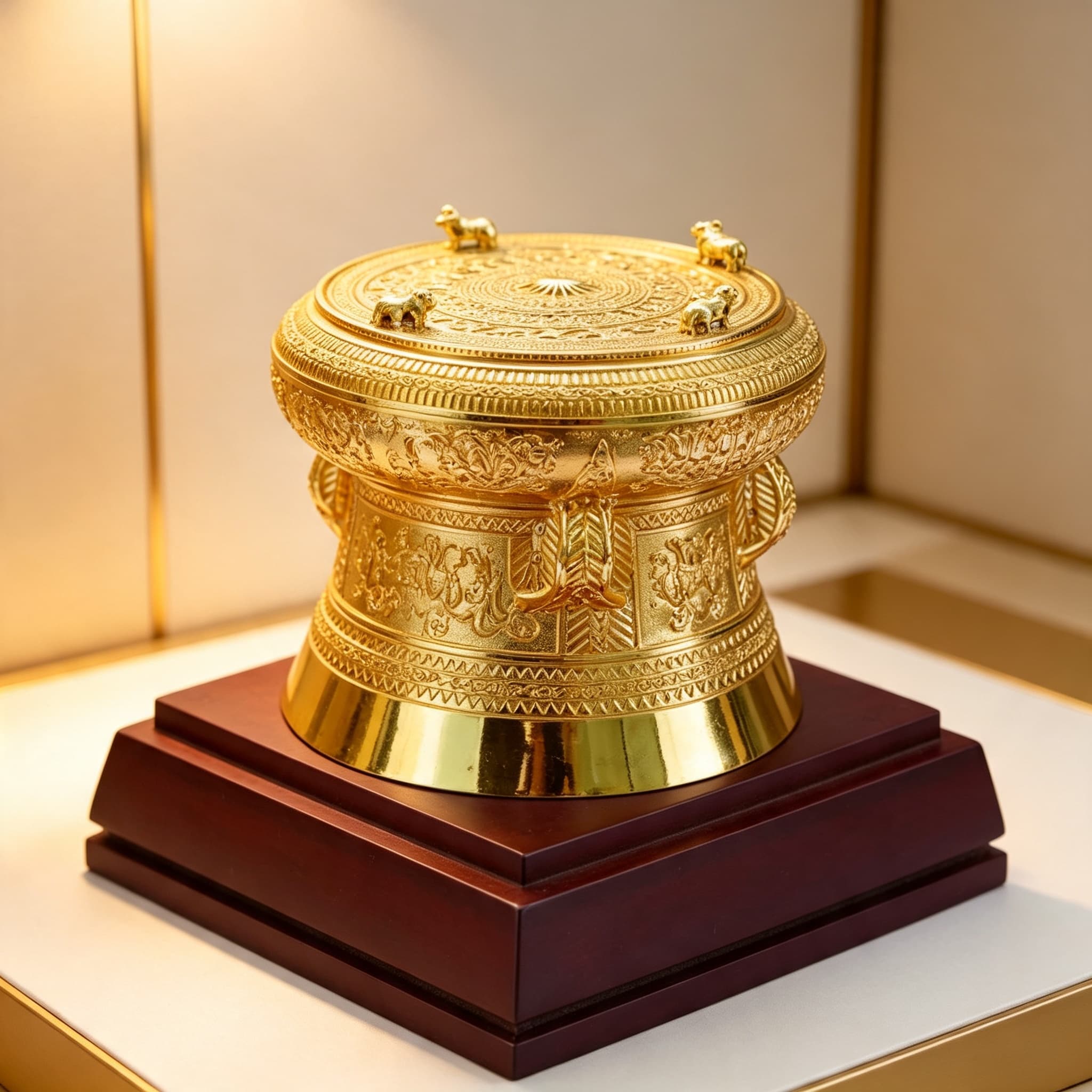 Biểu tượng Trống đồng mạ vàng 24k để bàn làm việc