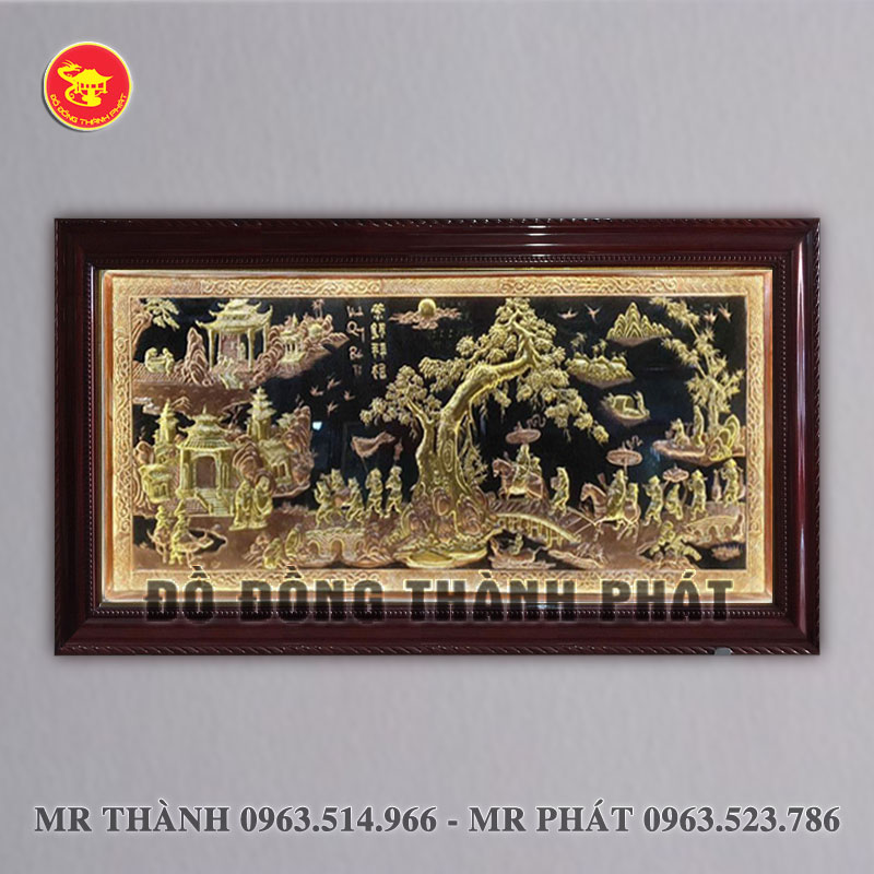 Tranh Vinh quy bái tổ bằng đồng dài 2,3 mét có đèn led