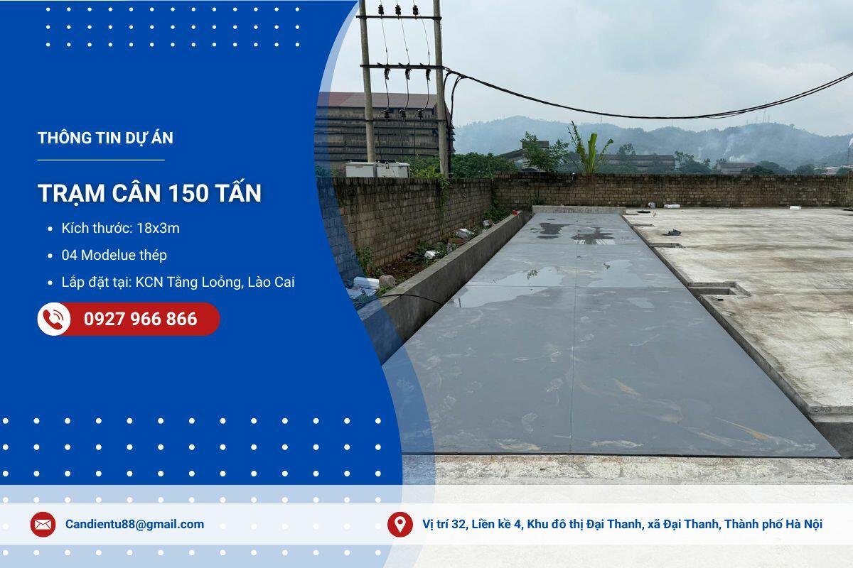 Lắp đặt trạm cân ô tô 150 tấn dài 18m tại KCN Tằng Loỏng, Lào Cai