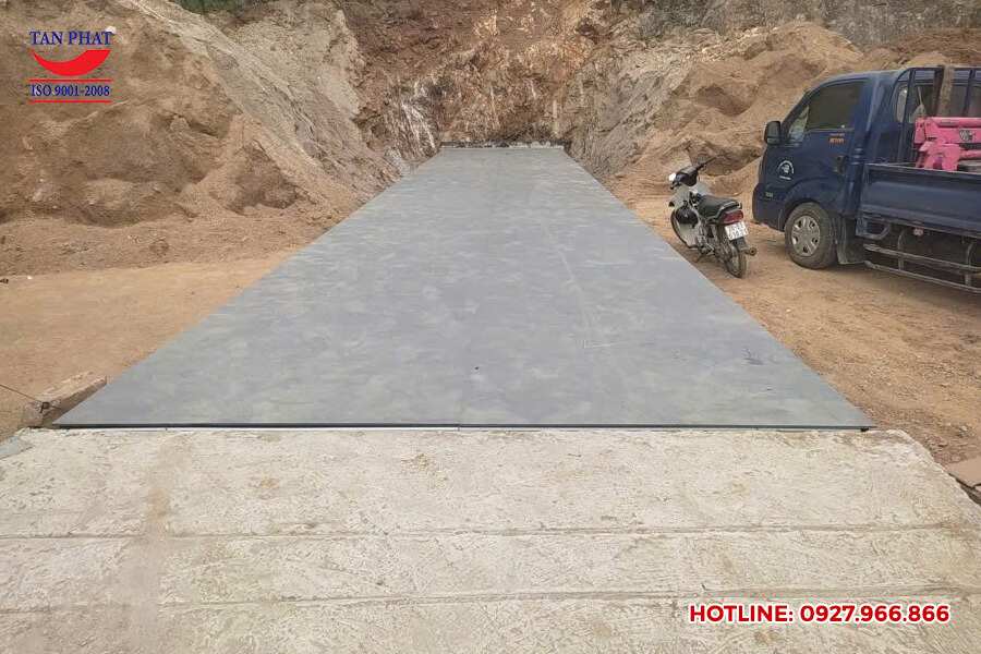 Trạm cân ô tô 100 tấn dài 18m rộng 3m sau khi lắp đặt hoàn thiện tại huyện Bắc Yên, Sơn La