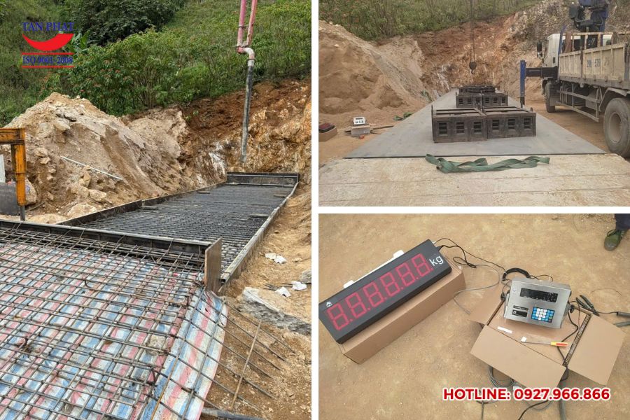 Quá trinh thi công lắp đặt trạm cân ô tô điện tử 100 tấn tại huyện Bắc Yên tỉnh Sơn La