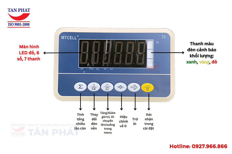 CÂN BÀN ĐIỆN TỬ MTCELL T9 CÓ ĐÈN BÁO 