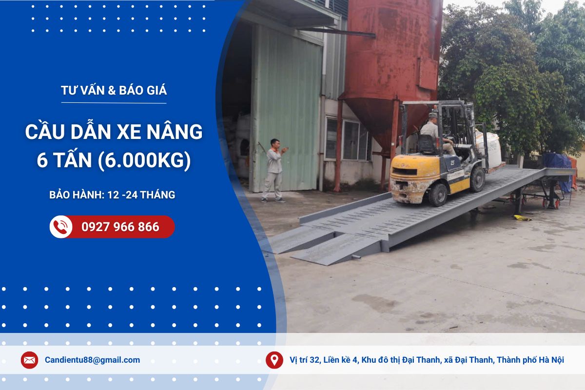 Tư vấn báo giá cầu dẫn xe nâng lên container 6 tấn