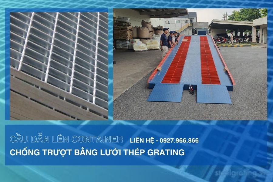 Cầu xe nâng chống trượt bằng thép granting