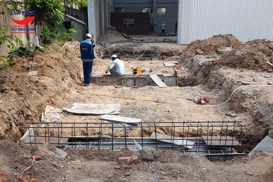 Móng cân ô tô 60 tấn kích thước 12x3m.