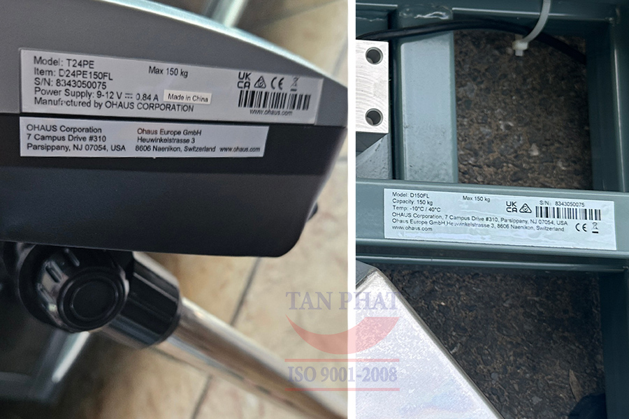 Tem trên đầu cân và khung cân bàn OHAUS D24PE150FL