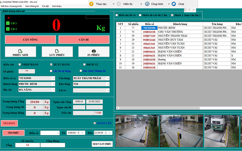 Hình ảnh phần mềm trạm cân ô tô điện tử 150 tấn Tân Phát