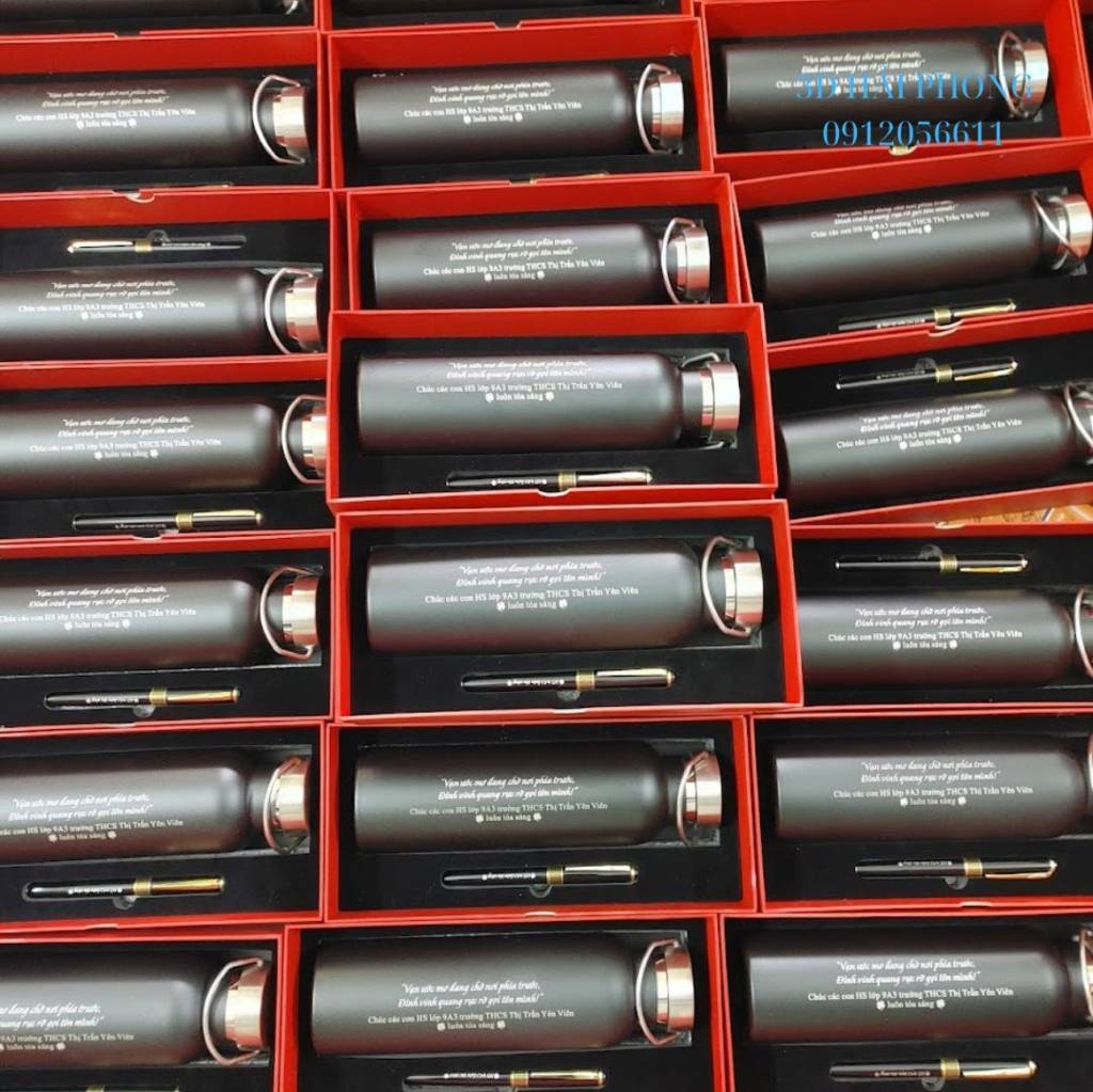 Set Quà tặng Tổng kết cuối năm học giành cho học sinh - Bình giữ nhiệt, Bút Ký khắc laser theo yêu cầu
