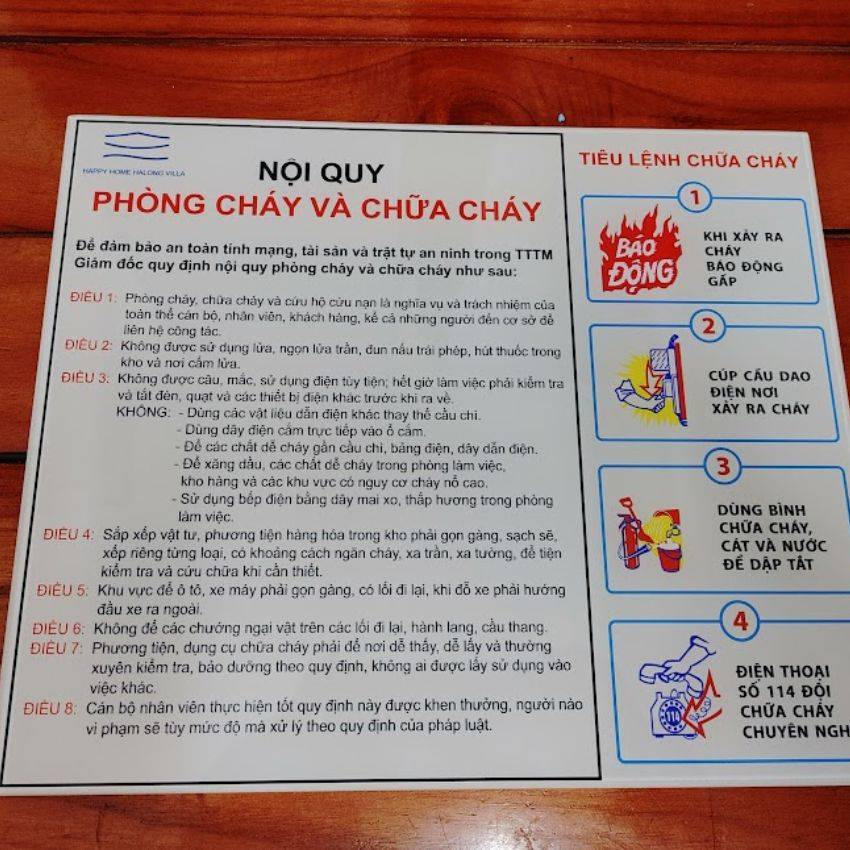 Tấm mica Nội quy Phòng cháy chữa cháy