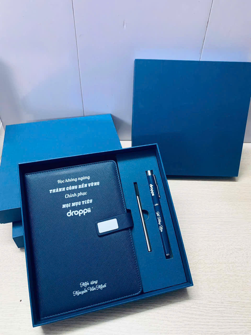 set sổ da in UV + bút ký