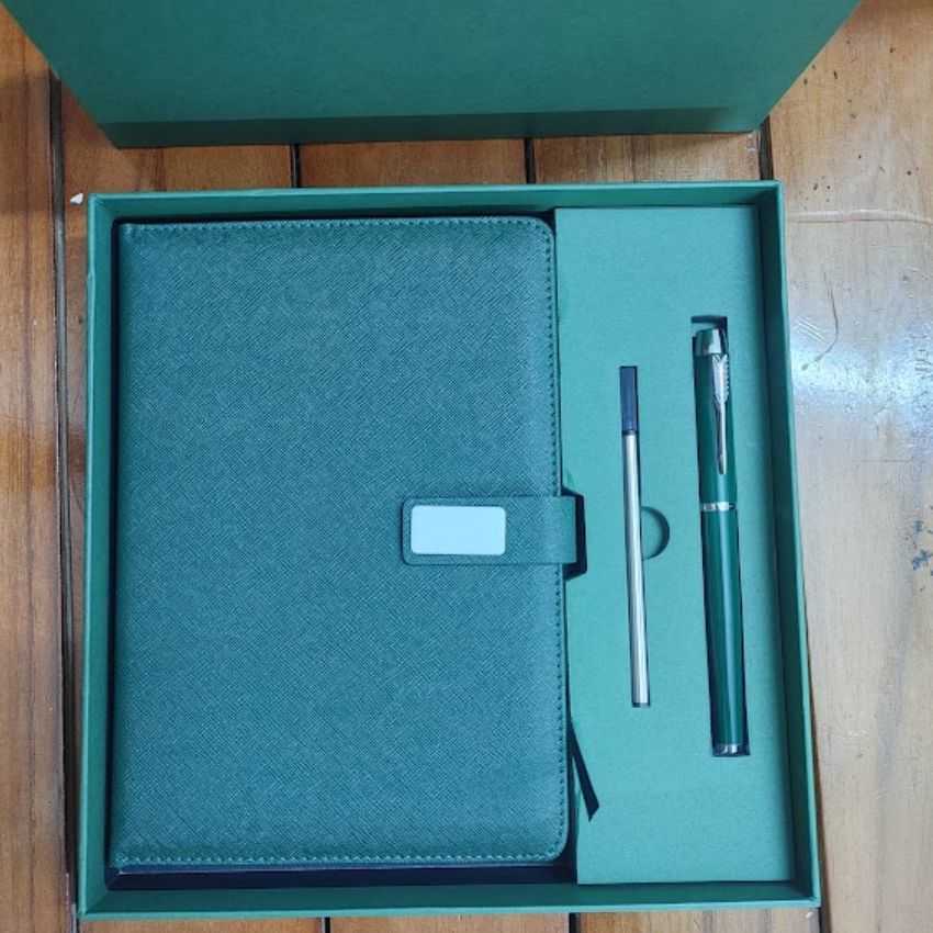 Hộp set sổ bìa da bút ký