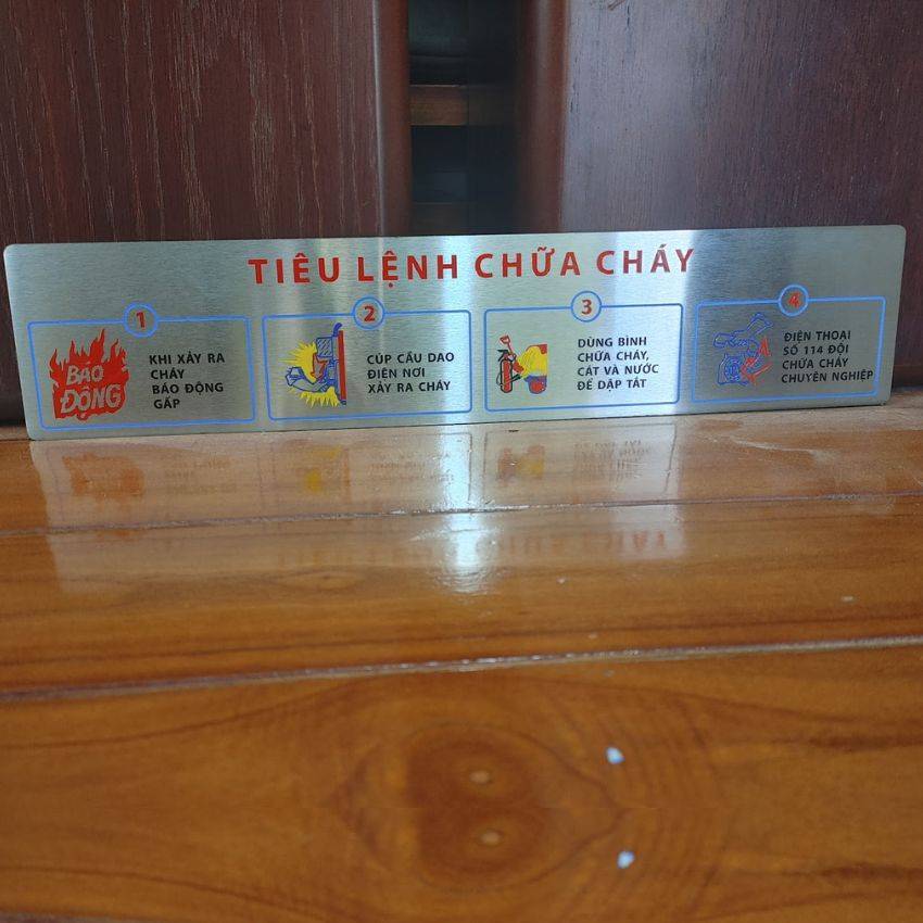 Biển tiêu lệnh chữa cháy và nội quy PCCC inox in UV