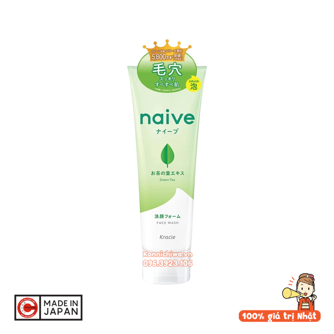 sua-rua-mat-naive-kracie-143g-chiet-xuat-tra-xanh-cho-da-dau-mun-hang-noi-dia-nh