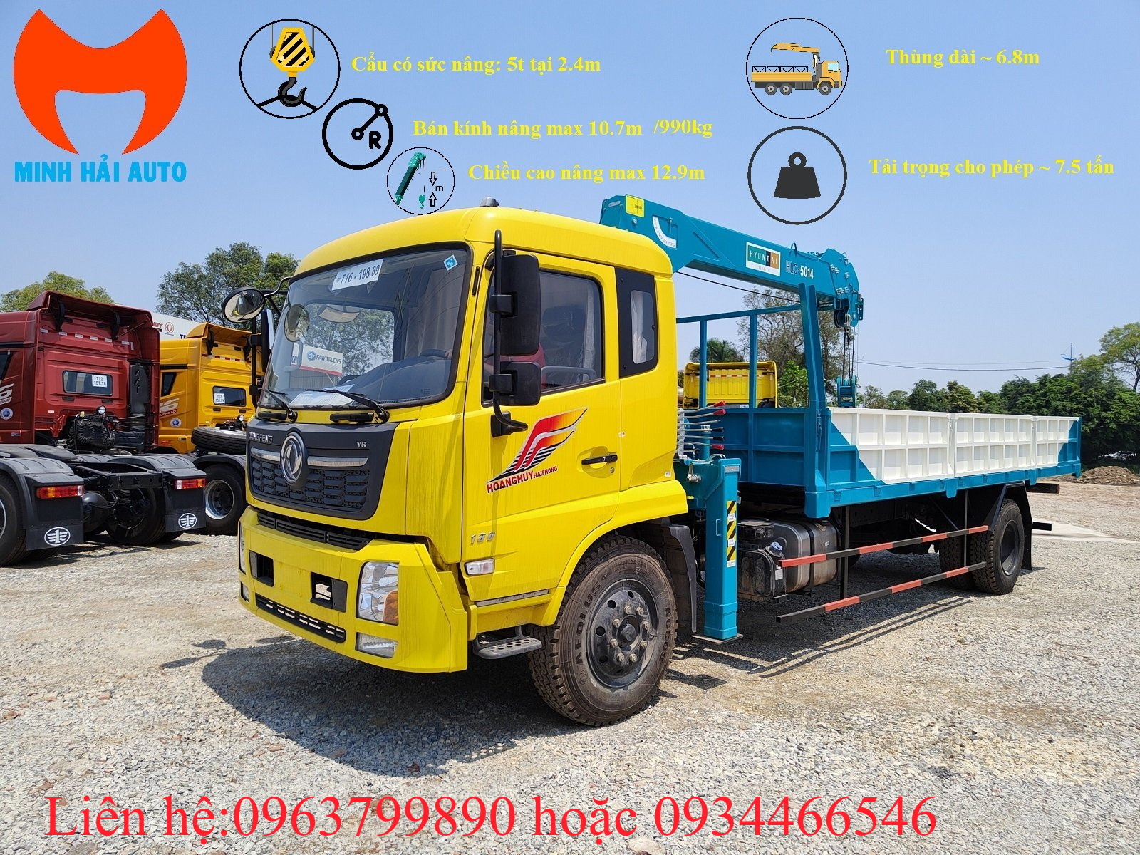 Cẩu tự hành Hyundai 5 tấn gắn trên xe dongfeng